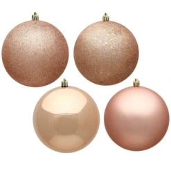 2.4 Inch Shatterproof Rose Gold 4 Finish Plastic Christmas Ball Ornament (Set Of 24)