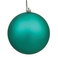 4 Inch Teal Matte Ball Ornament: Set Of 6