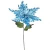 15 Inch Sky Blue Velvet Poinsettia Pick: Set Of 3