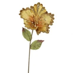 23 Inch Gold Hibiscus Pick - 8 Inch Flower: Set Of 3