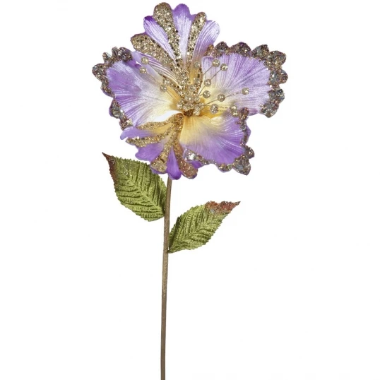 23 Inch Violet Hibiscus Pick - 8 Inch Flower: Set Of 3 1 23 Inch Violet Hibiscus Pick - 8 Inch Flower: Set Of 3