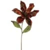 22 Inch Chocolate Velvet Magnolia Pick - 9 Inch Flower: Set Of 3