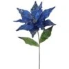 26 Inch Blue Velvet Poinsettia Pick: Set Of 3