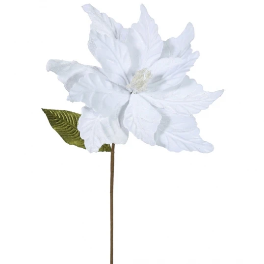 22 Inch Velvety White Poinsettia - 12 Inch Flower: Set Of 6 1 22 Inch Velvety White Poinsettia - 12 Inch Flower: Set Of 6