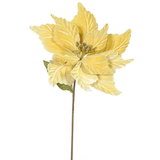 22 Inch Velvety Gold Poinsettia - 12 Inch Flower: Set Of 6 1 22 Inch Velvety Gold Poinsettia - 12 Inch Flower: Set Of 6