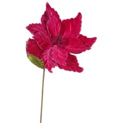 22 Inch Velvety Cerise Poinsettia - 12 Inch Flower: Set Of 6