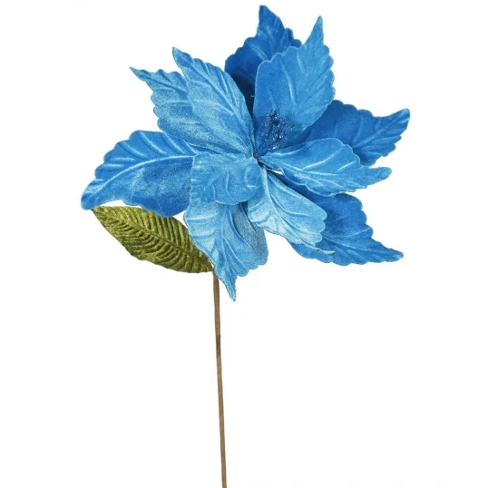 22 Inch Velvety Turquoise Poinsettia - 12 Inch Flower: Set Of 6 1 22 Inch Velvety Turquoise Poinsettia - 12 Inch Flower: Set Of 6