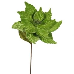 22 Inch Velvety Lime Poinsettia - 12 Inch Flower: Set Of 6