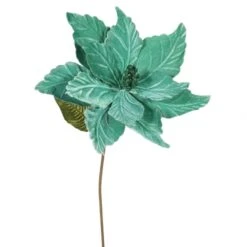 22 Inch Velvety Emerald Poinsettia - 12 Inch Flower: Set Of 6