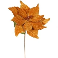 22 Inch Velvety Copper Poinsettia - 12 Inch Flower: Set Of 6