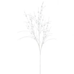 35 Inch White Glitter Berry Spray: Set Of 6