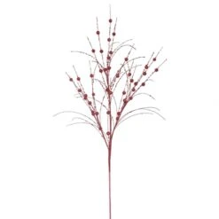 35 Inch Red Glitter Berry Spray: Set Of 6
