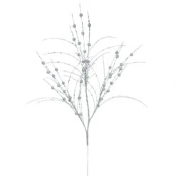 35 Inch Silver Glitter Berry Spray: Set Of 6