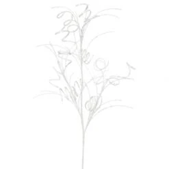 35 Inch White Glitter Curly Spray: Set Of 6