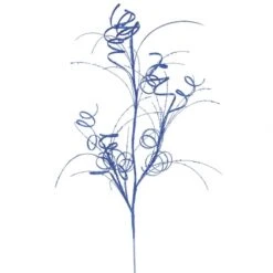 35 Inch Blue Glitter Curly Spray: Set Of 6