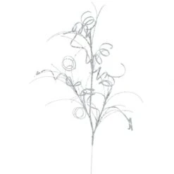 35 Inch Silver Glitter Curly Spray: Set Of 6