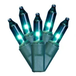 16 Foot 50 Mini-light Strand W/ 4 Inch Spacing On Green Wire: Teal