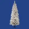 6.5 Foot Flocked Pencil Pacific Pine: Clear LEDs