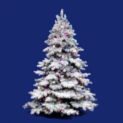 6.5 Foot Flocked Alaskan Christmas Tree: Clear LEDs