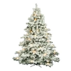 7.5 Foot Flocked Alaskan Christmas Tree: Clear Mini & G50 LEDs