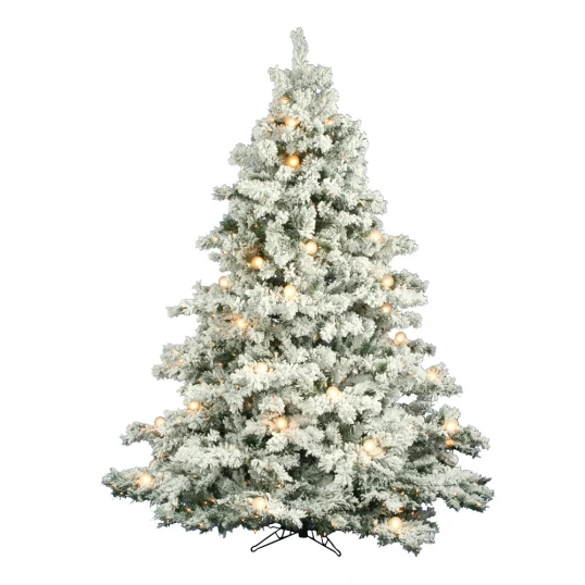 7.5 Foot Flocked Alaskan Christmas Tree: Clear Mini & G50 LEDs 1 7.5 Foot Flocked Alaskan Christmas Tree: Clear Mini & G50 LEDs