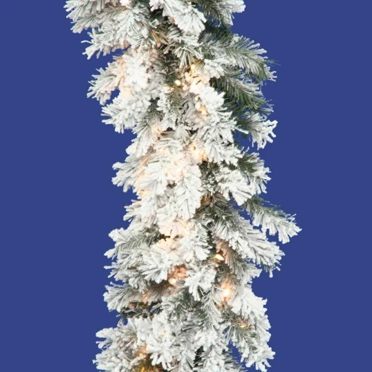 9 Foot X 16 Inch Flocked Alaskan Garland: Lights 2 9 Foot X 16 Inch Flocked Alaskan Garland: Lights - Image 2