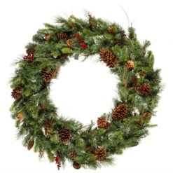 36 Inch PE/PVC Cibola Mixed Pine Wreath: Unlit