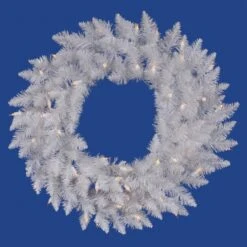 60 Inch White Wreath: Lights