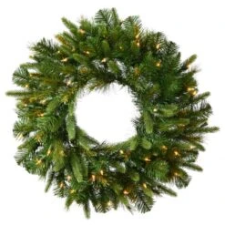 48 Inch PE/PVC Cashmere Pine Wreath: Clear LEDs