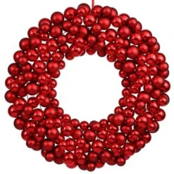 36 Inch Red Colored Ball Wreath