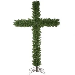 7.5 Foot PE/PVC Christmas Cross With Clear Mini Lights