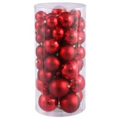 Shiny And Matte Ball Ornament Set (Box Of 50 Balls): Red