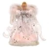 12 Inch White & Silver Angel Christmas Tree Topper: Clear Lights