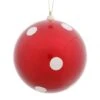 5.5 Inch Polka Dot Christmas Ball Ornament: Red