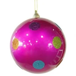 8 Inch Polka Dot Christmas Ball Ornament: Pink