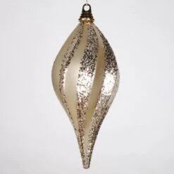 12 Inch Christmas Candy Glitter Swirl Drop Ornament: Champagne