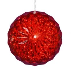 6 Inch LED Outdoor Crystal Ball With 24 Inch Lead Wire: Red