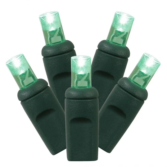 25 Foot Wide Angle LED Lights With 6 Inch Spacing On Green Wire: Green 1 25 Foot Wide Angle LED Lights With 6 Inch Spacing On Green Wire: Green