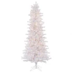 8.5 Foot Crystal White Slim Christmas Tree: Clear LEDs