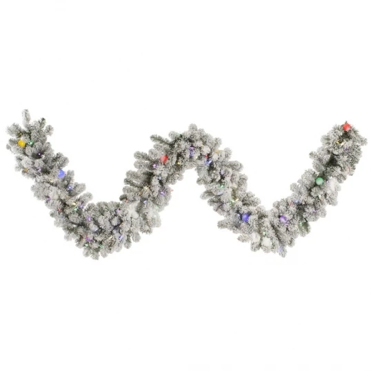 9 Foot Medium Flocked Kodiak Garland: Italian & G40 LEDs 1 9 Foot Medium Flocked Kodiak Garland: Italian & G40 LEDs