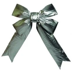 45H X 36W Inch Silver Nylon Indoor Christmas Bow