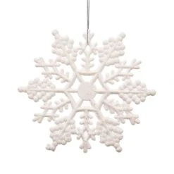 8 Inch White Glitter Snowflake Ornament