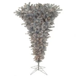 5.5 Foot Silver Upside Down Christmas Tree: Lights
