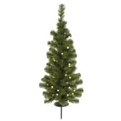 3 Foot Outdoor Tree W/ Solar Panel: Clear LEDs