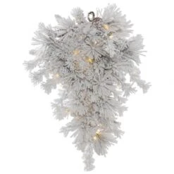 3 Foot Alberta Flocked Teardrop: Clear LEDs