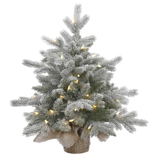 2 Foot PE/PVC Frosted Sable Pine In Burlap Base: Clear LEDs 1 2 Foot PE/PVC Frosted Sable Pine In Burlap Base: Clear LEDs