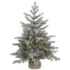 3 Foot PE/PVC Frosted Sable Pine In Burlap Base: Clear Lights