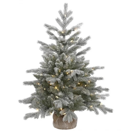 3 Foot PE/PVC Frosted Sable Pine In Burlap Base: Clear LEDs 1 3 Foot PE/PVC Frosted Sable Pine In Burlap Base: Clear LEDs