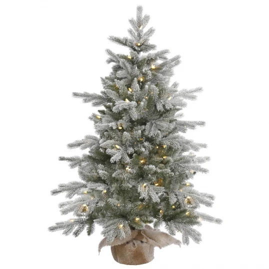 4 Foot PE/PVC Frosted Sable Pine In Burlap Base: Clear Lights 1 4 Foot PE/PVC Frosted Sable Pine In Burlap Base: Clear Lights