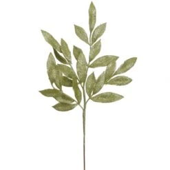 22 Inch Lime Glitter Bay Leaf Spray (Set Of 12)
